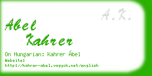 abel kahrer business card